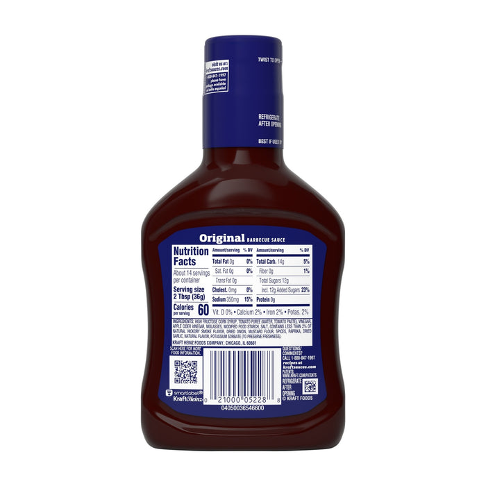 Salsa Barbacoa Kraft Original Barbecue Sauce X 510G