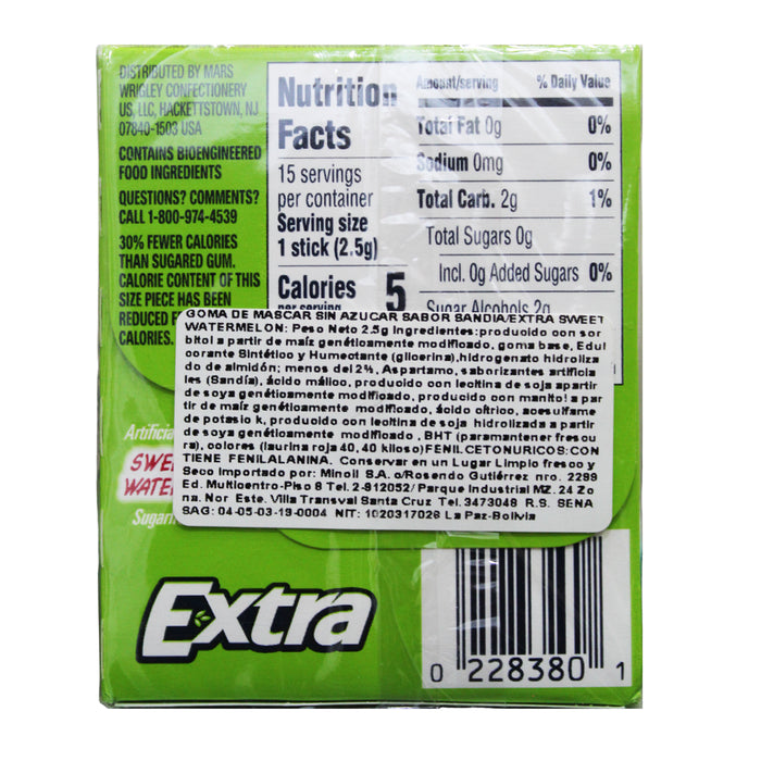 Chicles Wrigleys Extra Sweet Watermelon X 15 Stick