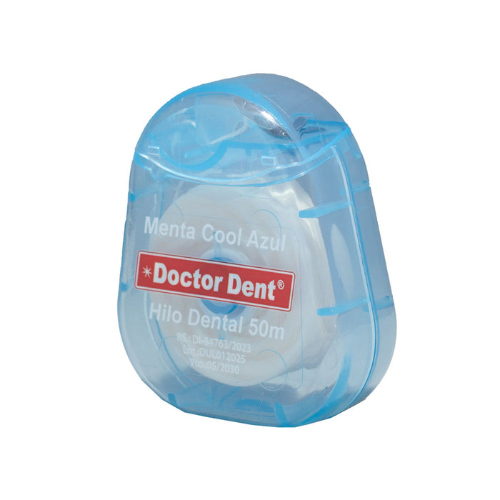 Hilo Dental Encerado Dr. Dent Menta Cool Azul X 50Mts