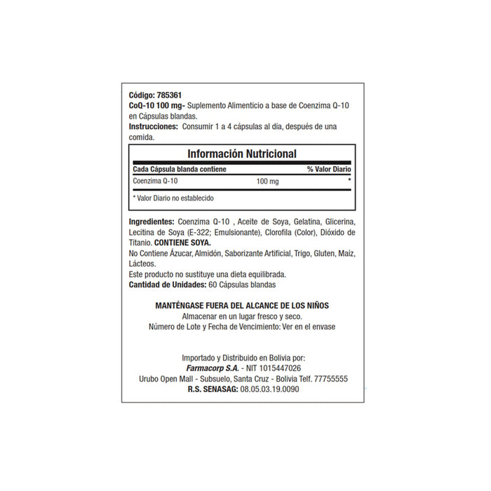 Coq-10 Gnc 100Mg X60 Cápsulas Blandas