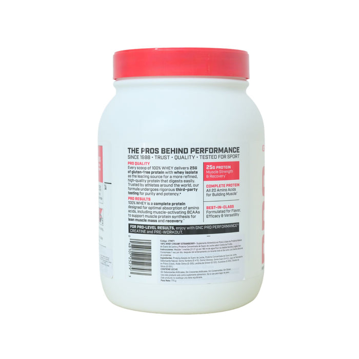 Proteína Gnc 100% Whey Protein Cream Strawberry X 775G