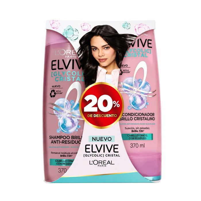 Pack Elvive Shampoo+Acondicionador 370Ml Glycolic Cristal