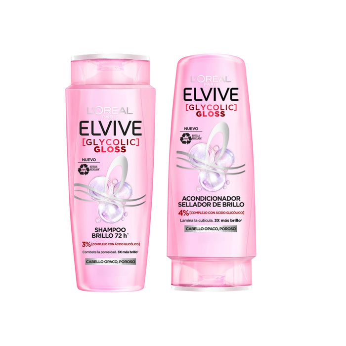 Pack Shampoo + Acondicionador Elvive Glycolic Gloss 370Ml