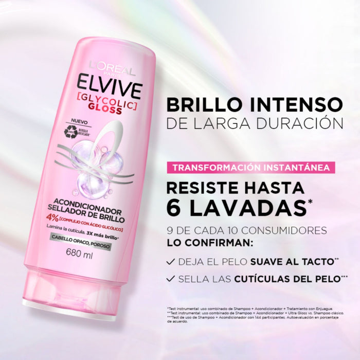 Pack Shampoo + Acondicionador Elvive Glycolic Gloss 370Ml
