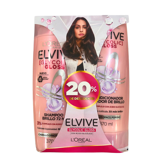 Pack Shampoo + Acondicionador Elvive Glycolic Gloss 370Ml
