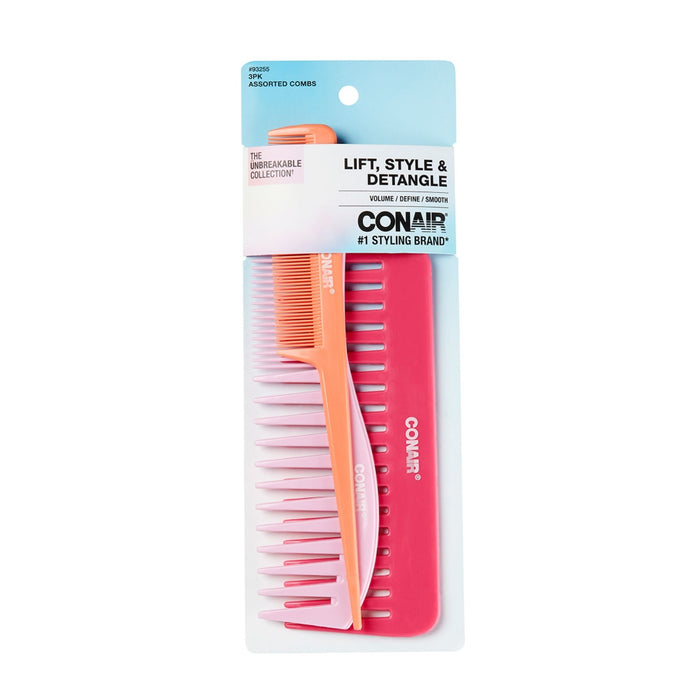 Peines Para Pelo Conair Surtidos X 3 Piezas