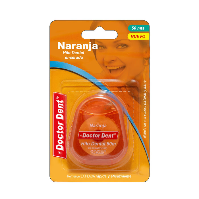 Hilo Dental Dr. Dent Encerado Naranja X 50Mts