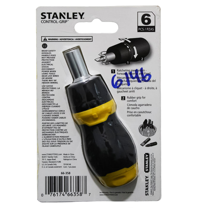 Stanley Destornillador Corto Control Grip 6 Piezas