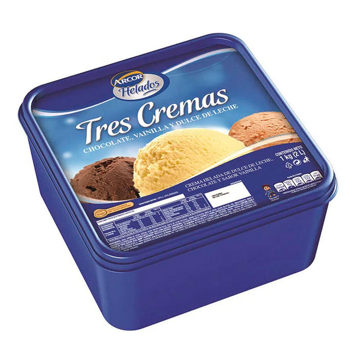 Arcor Helado 3 Cremas X 1Kg Dd Leche Choco Vain