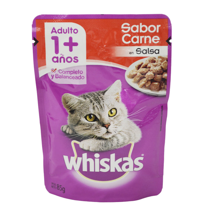 Whiskas Adulto Sabor Carne En Salsa 1+ X 85G