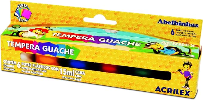 Tempera Guache Acrilex Colores De 15Ml X 6 Unidades