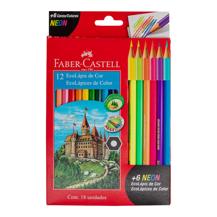 Ecol Lapices De Colores Faber Castell X 12 Colores + 2Gafitos +1 Tajador
