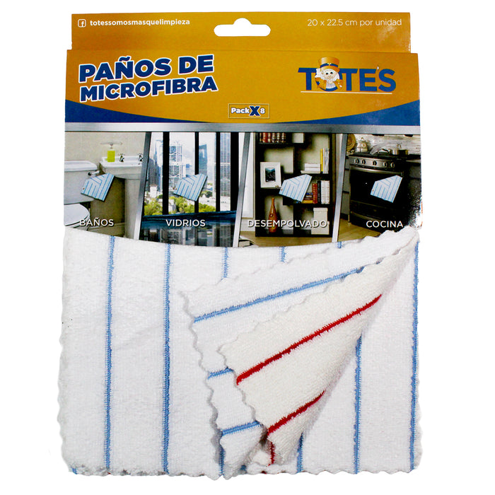 Totes Pano De Microfibra Blanco 20X225cm X 8 Unidades