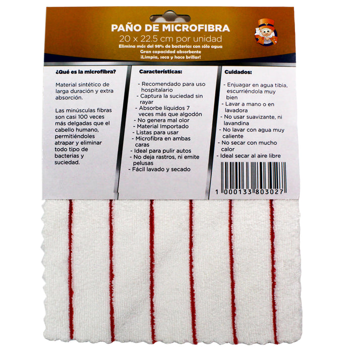 Totes Pano De Microfibra Blanco 20X225cm X 8 Unidades