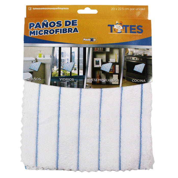 Totes Pano De Microfibra Blanco 20X225cm X 8 Unidades