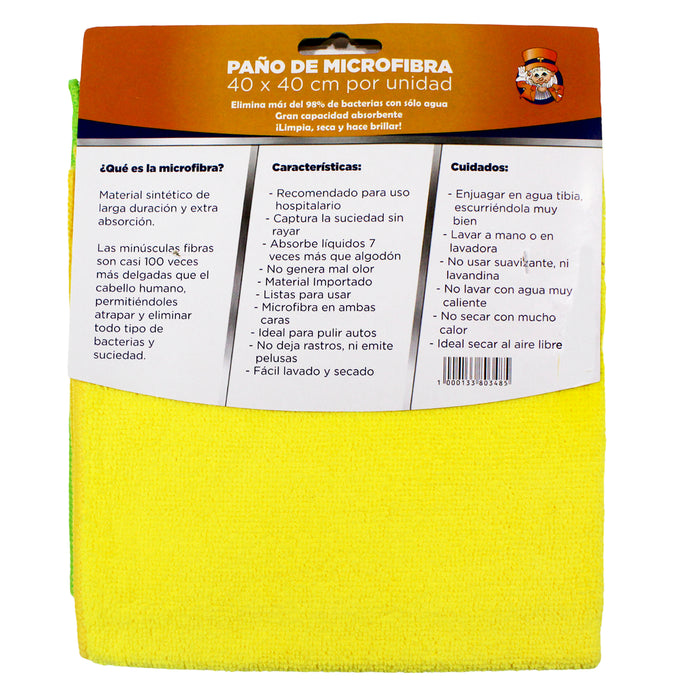 Paño De Microfibra Totes Amarillo Y Verde 40X40cm X 2 Unidades