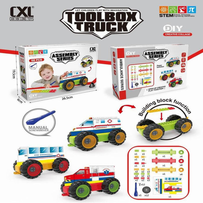 Ambulancia De Bloques Truck 3+ X 68 Piezas