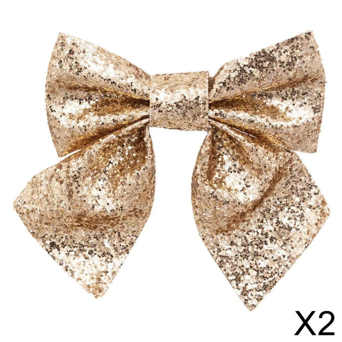 Juego De 2 Lazos Decorativos Brillantes 16 X 14 Cm Dorados Atmosphera