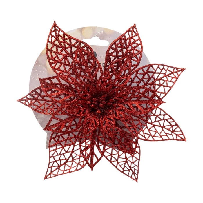 Flor De Pascua Atmosphera Plástico Rojo X 20 Cm