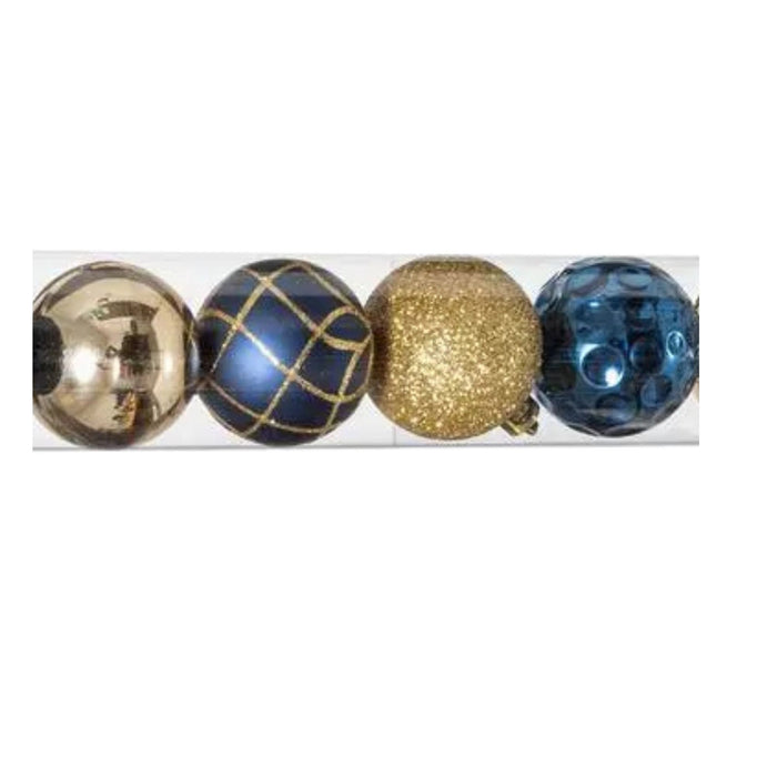 Set De 12 Bolas Atmosphera Oro Azul X 6 Cm