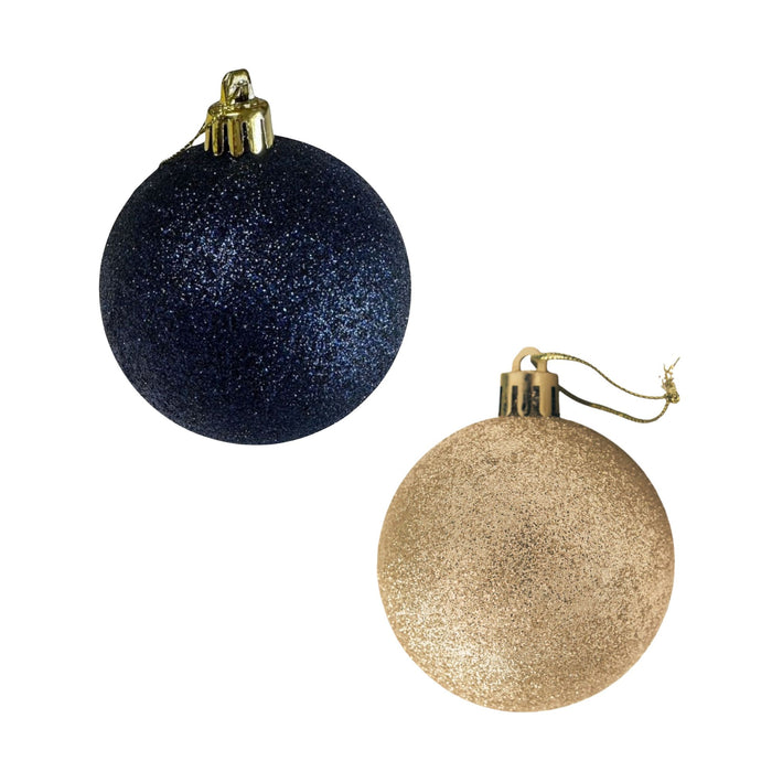 Set De 12 Bolas Atmosphera Oro Azul X 6 Cm