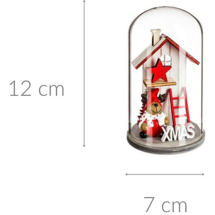 Decoración Atmosphera Con Papá Noel Bajo Campana Madera Rojo