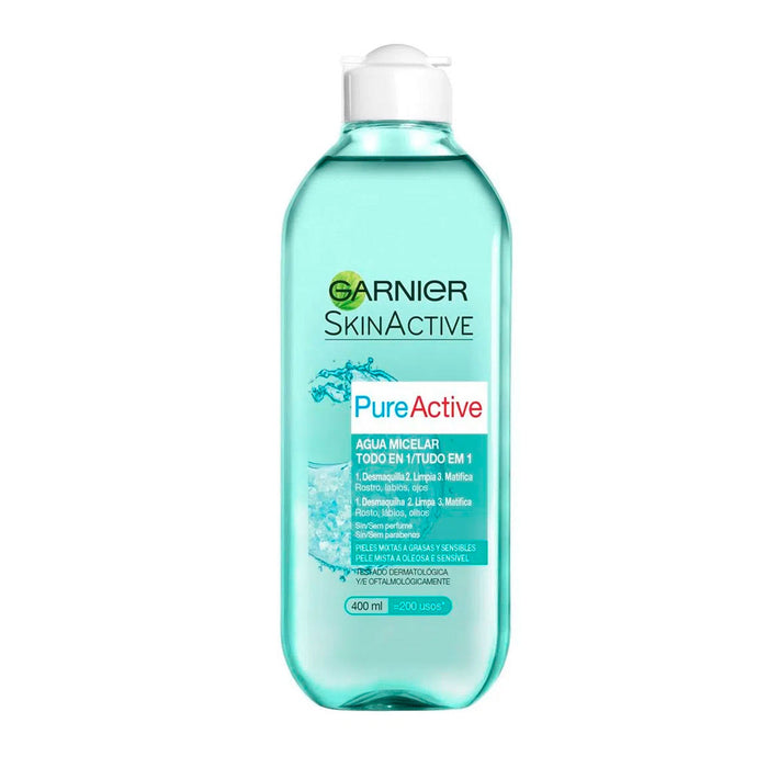 Garnier Agua Micelar Pure Active Pieles Grasas Y Sensibles X 400Ml