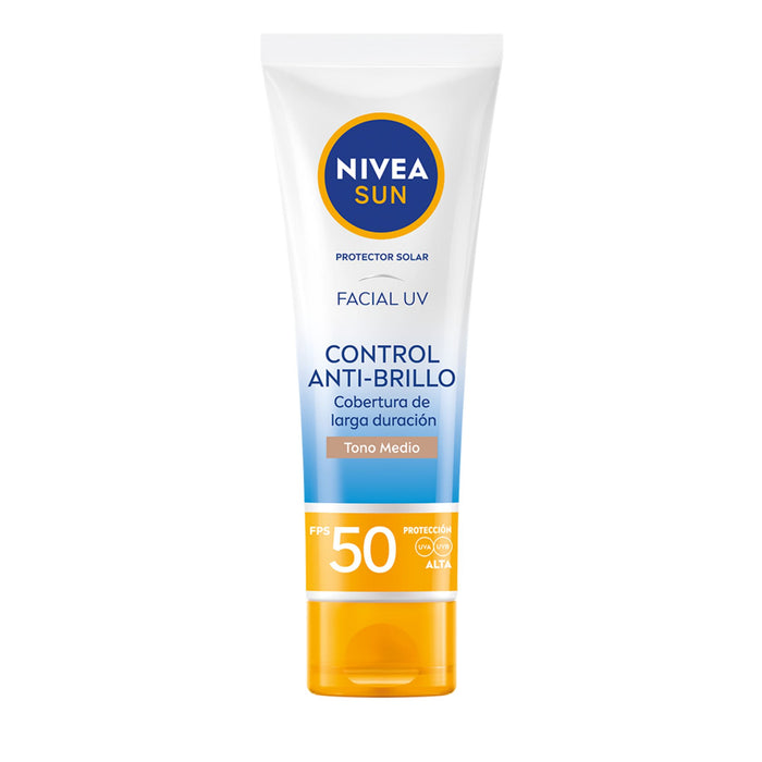 Protector Solar Nivea Sun Anti-Brillo Fps50 Tono Medio X 50Ml