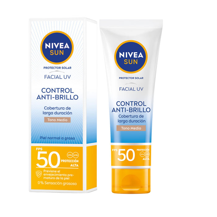 Protector Solar Nivea Sun Anti-Brillo Fps50 Tono Medio X 50Ml