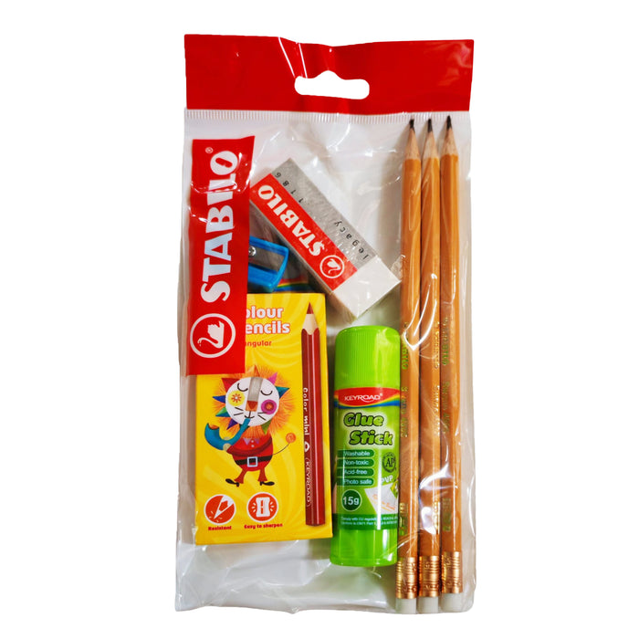 Lápiz De Grafito Stabilo Swano + Pegamento + Colores + Borrador +Tajador X 3 Unidades