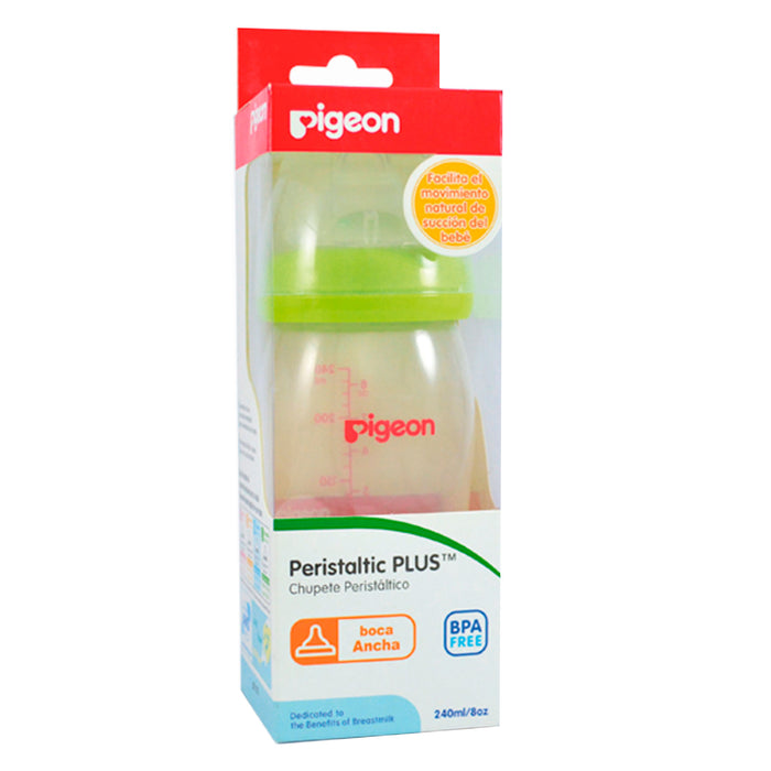 Mamadera Soft Touch Boca Ancha Pigeon Verde X 240Ml