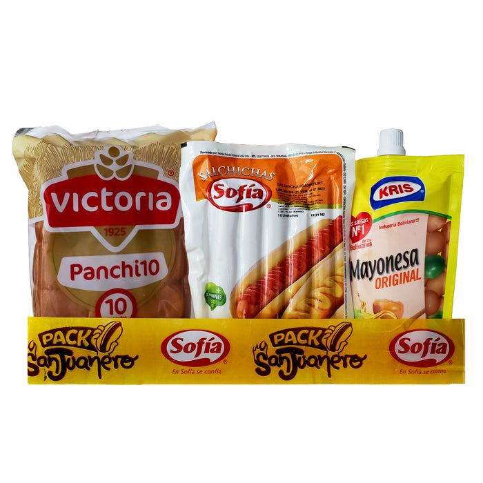 Pack Grand Salchicha Sofía Frankfurt+Mayonesa+Pan San Juan