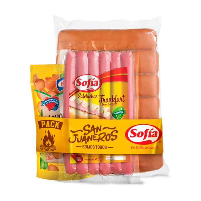 Pack Sofía San Juan Salchicha Frankfurt Xl Con Salsa