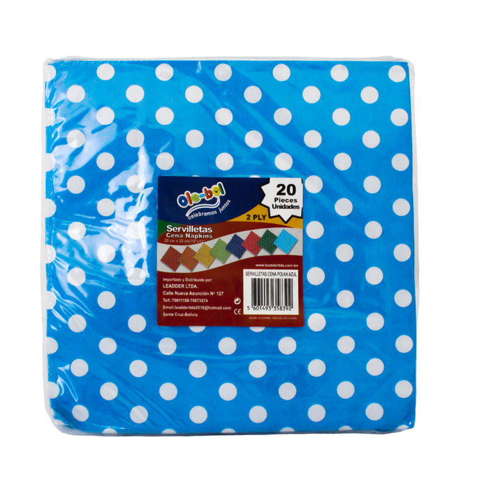 Olebol Servilletas De Almuerzo Polka Azul X 20 Unidades