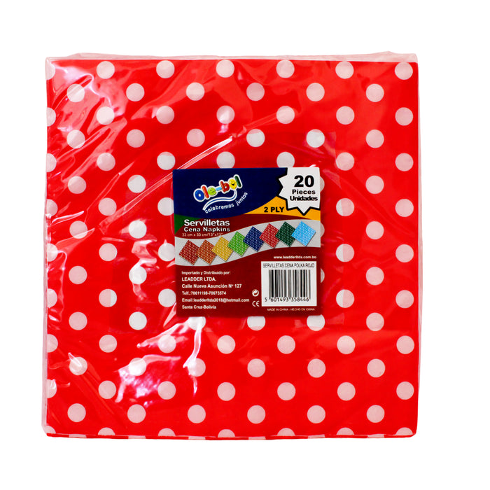 Olebol Servilletas De Almuerzo Polka Rojo X 20 Unidades