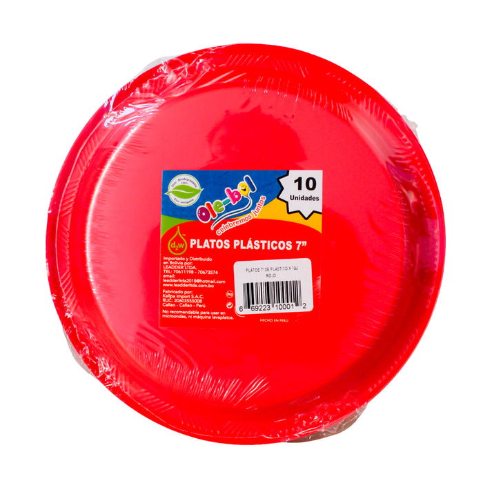 Olebol Platos N7 Rojo X 10 Unidades