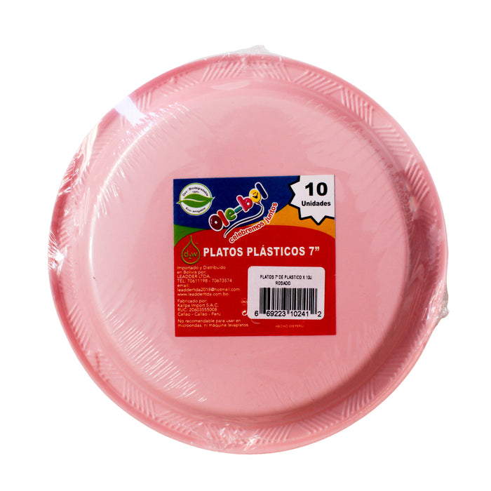 Olebol Platos N7 Rosado X 10 Unidades