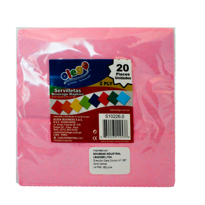 Olebol Servilletas Coctel Rosado X 20 Unidades