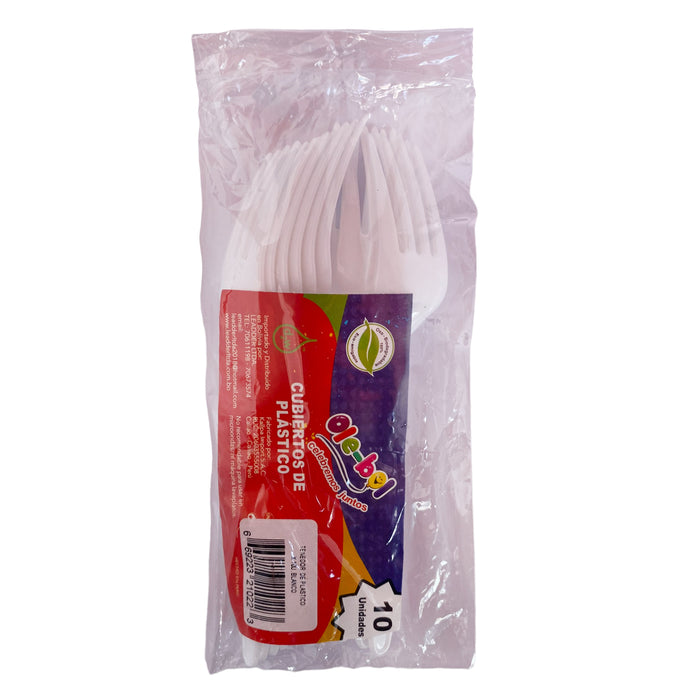 Olebol Tenedores Plasticos Blancos X 10 Unidades