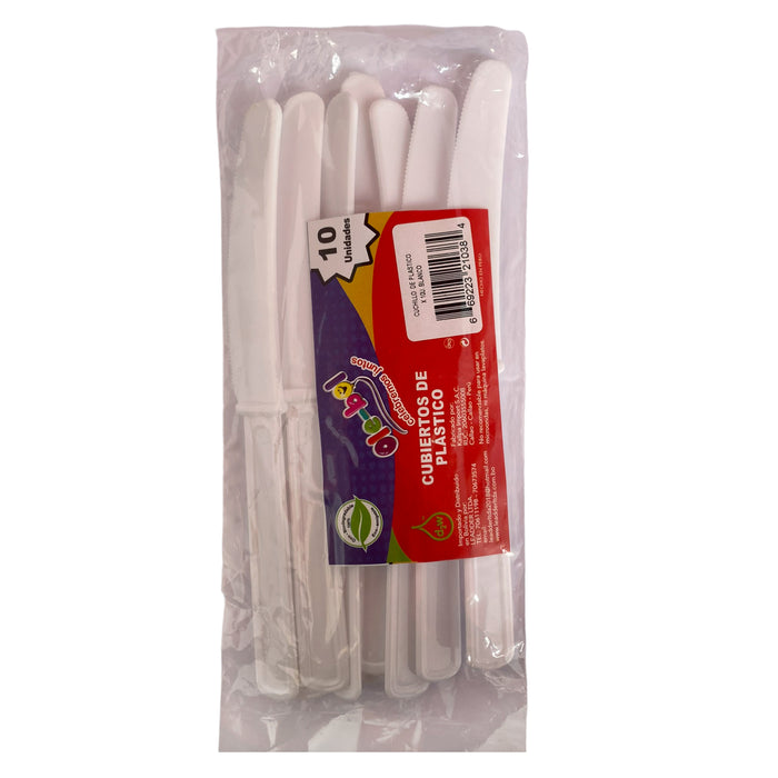 Olebol Cuchillos Plasticos Blanco X 10 Unidades