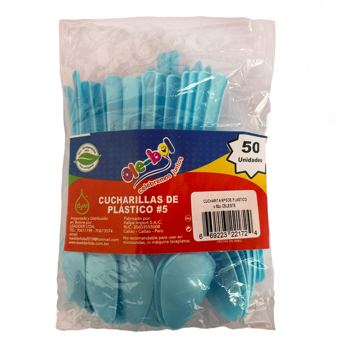 Olebol Cucharillas Plasticas Celestes X 50 Unidades