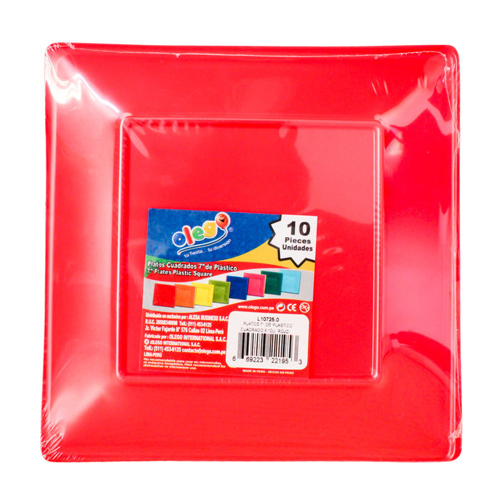 Olebol Platos Cuadrados Rojos X 10 Unidades
