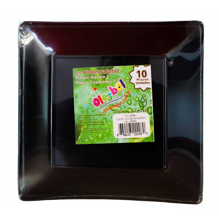 Olebol Platos Cuadrados Negros X 10 Unidades