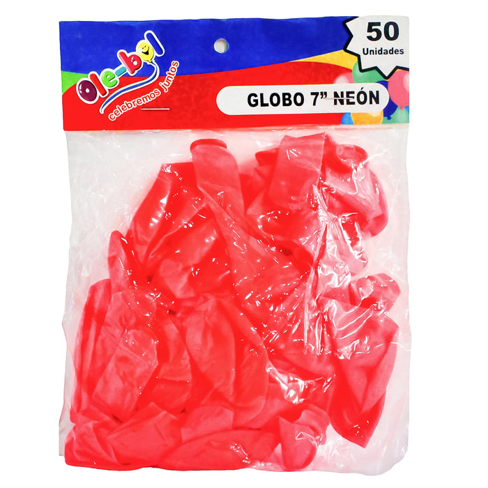 Olebol Globo 7 Neon X 50 Unidades Rosado Neon