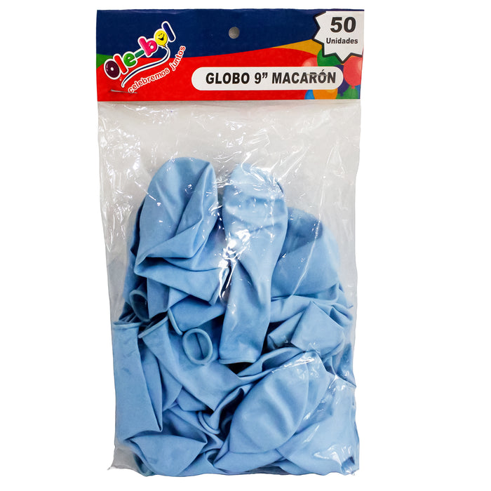 Olebol Divertiglobo 9 Macaron X 50 Unidades Azul