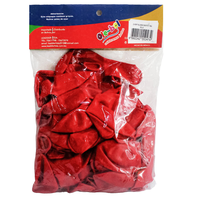 Olebol Divertiglobo 9 Estandar X 50 Unidades Rojo