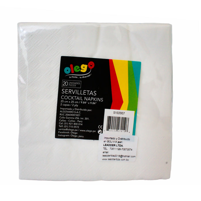 Olebol Servilletas Coctel Blanco X 20 Unidades