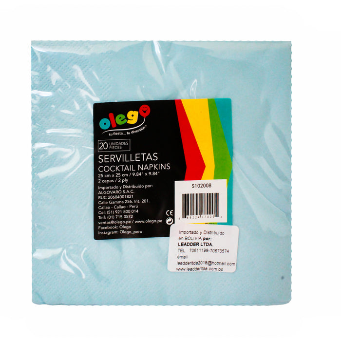 Olebol Servilletas Coctel Celeste X 20 Unidades