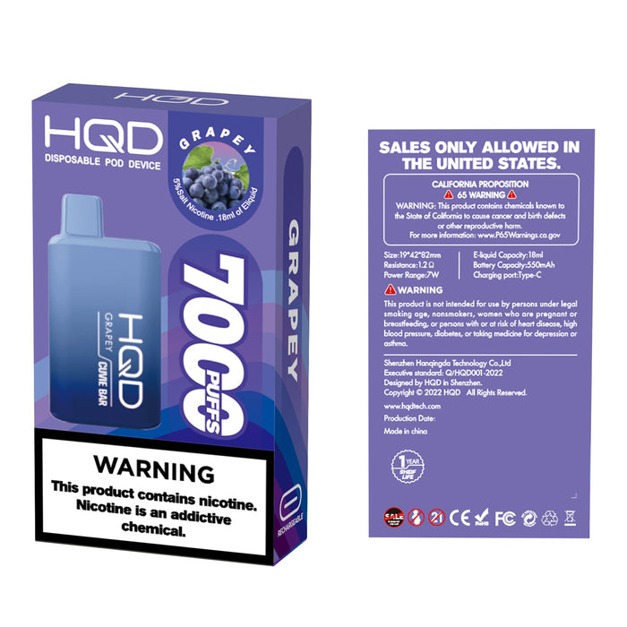 Hqd Cuvie Bar 7000 Puffs Grapey Vape