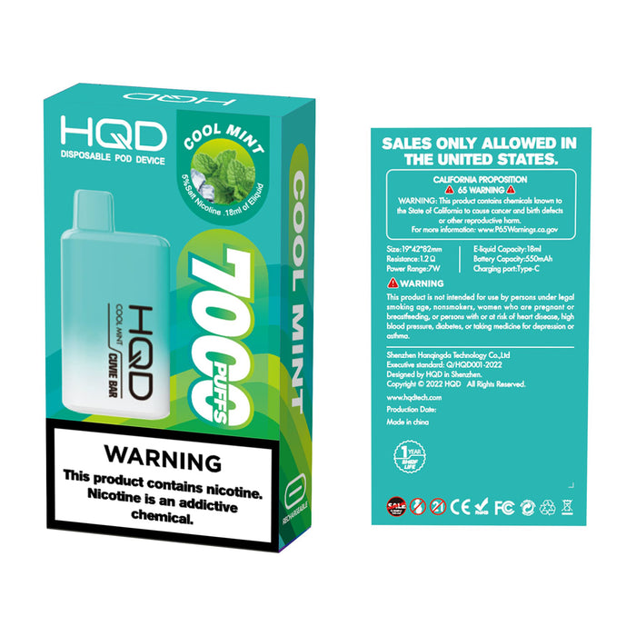 Hqd Cuvie Bar 7000 Puffs Cool Mint Vape